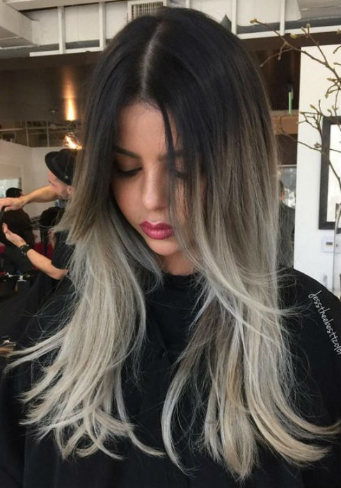 Ash Blonde Balayage and Silver Ombre hair color ideas 2017