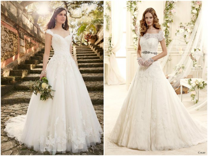 Lace Wedding Dresses with Cap Sleeves